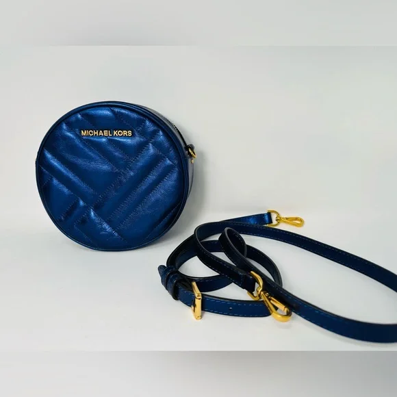 Michael Kors Women's Vivianne Canteen Quilted Leather Crossbody Bag Midnight - Picture 13 of 13